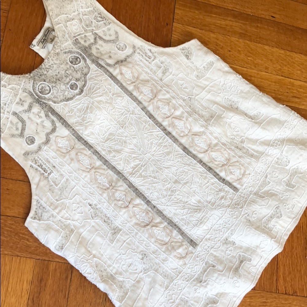 Lined beaded off white top